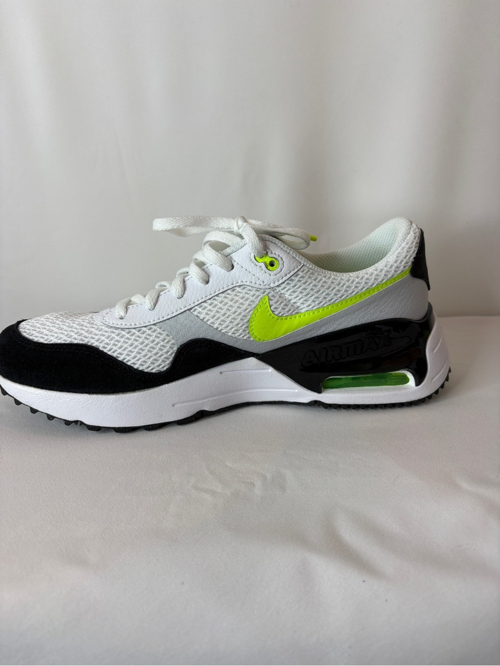 Nike Air Max White Black Volt-Accent Athletic Shoe